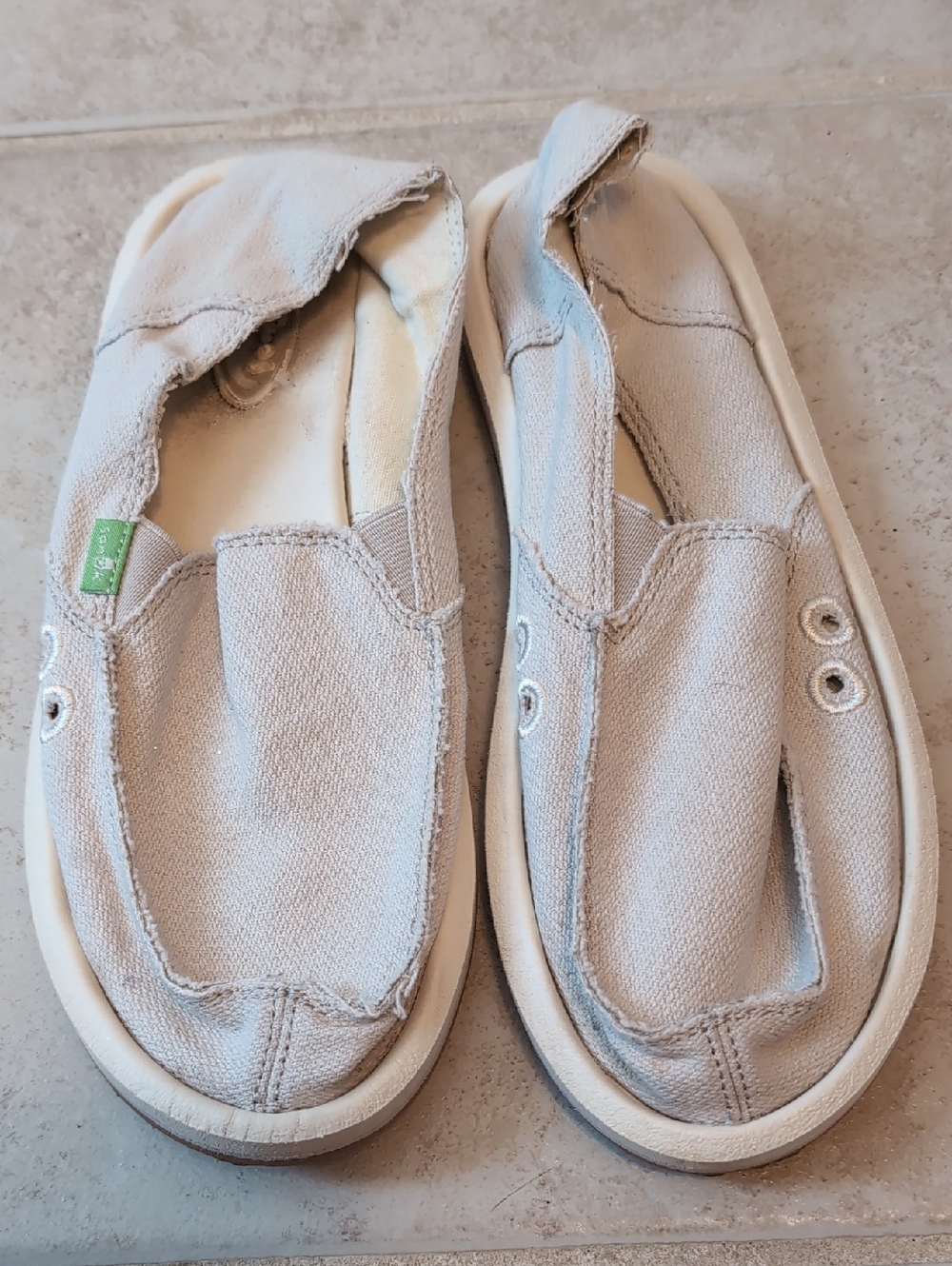 Sanuk  Slip-On Canvas Sneakers in Light Beige